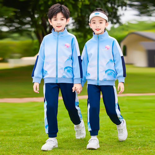 Preschool children's spring and autumn sportswear set, three-piece set, autumn elementary school uniform set