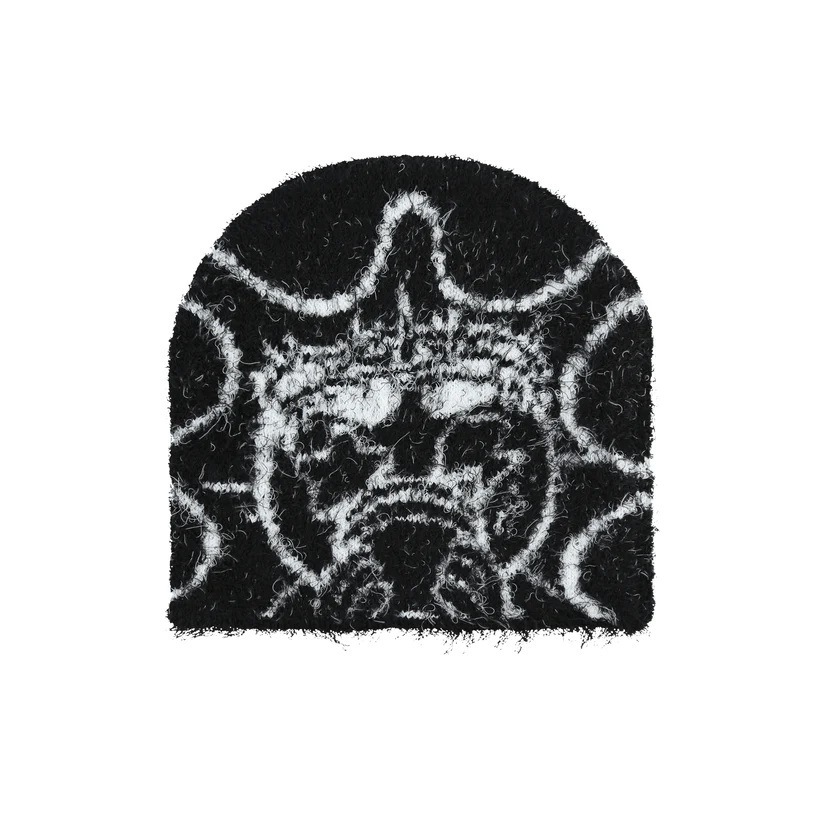 2025 modelos de otoño e invierno estilo europeo y americano transfronterizo moda salvaje frío y cálido patrón de dibujos animados patrón jacquard sombrero al por mayor