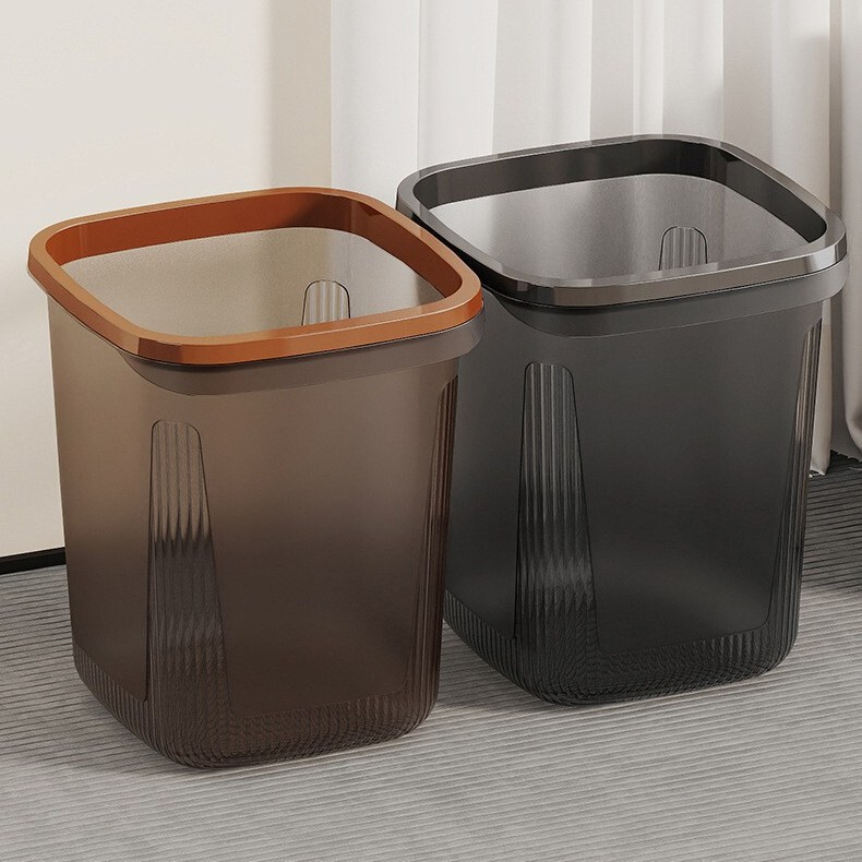 Ins-Style High-End Kitchen Trash Can, Household High-Quality Transparent Square Trash Can, Toilet Bathroom Wastebasket