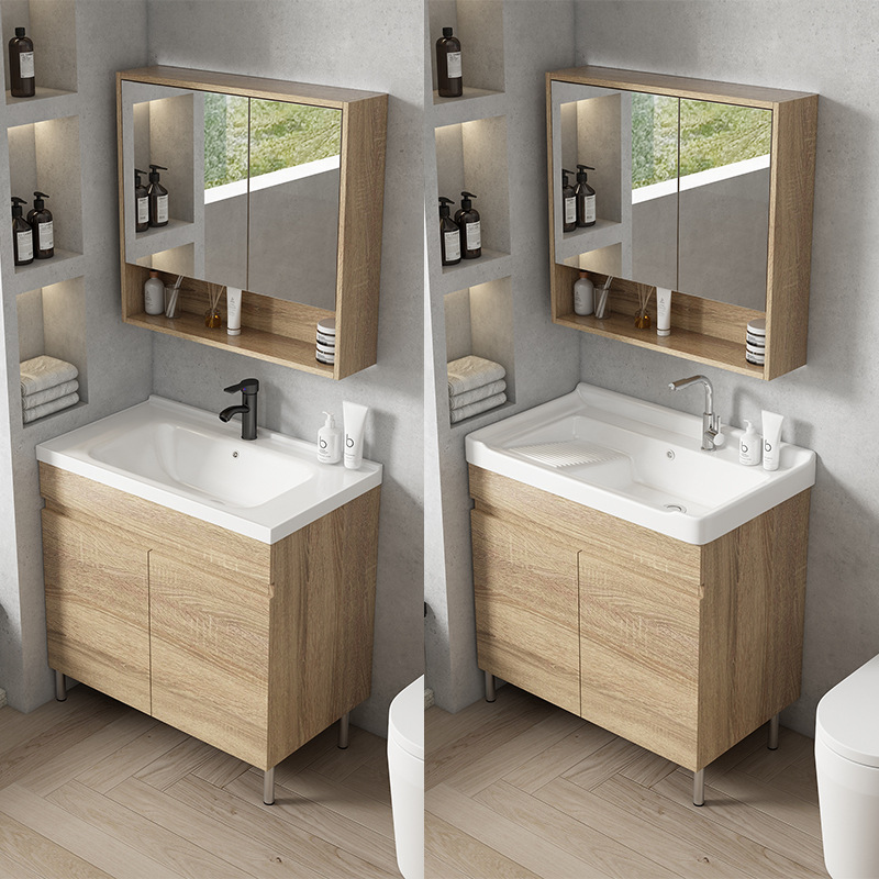 gabinete de baño de madera sólida gabinete combinado de baño tipo piso gabinete lavabo balcón con tabla de fricción lavabo lavabo lavabo
