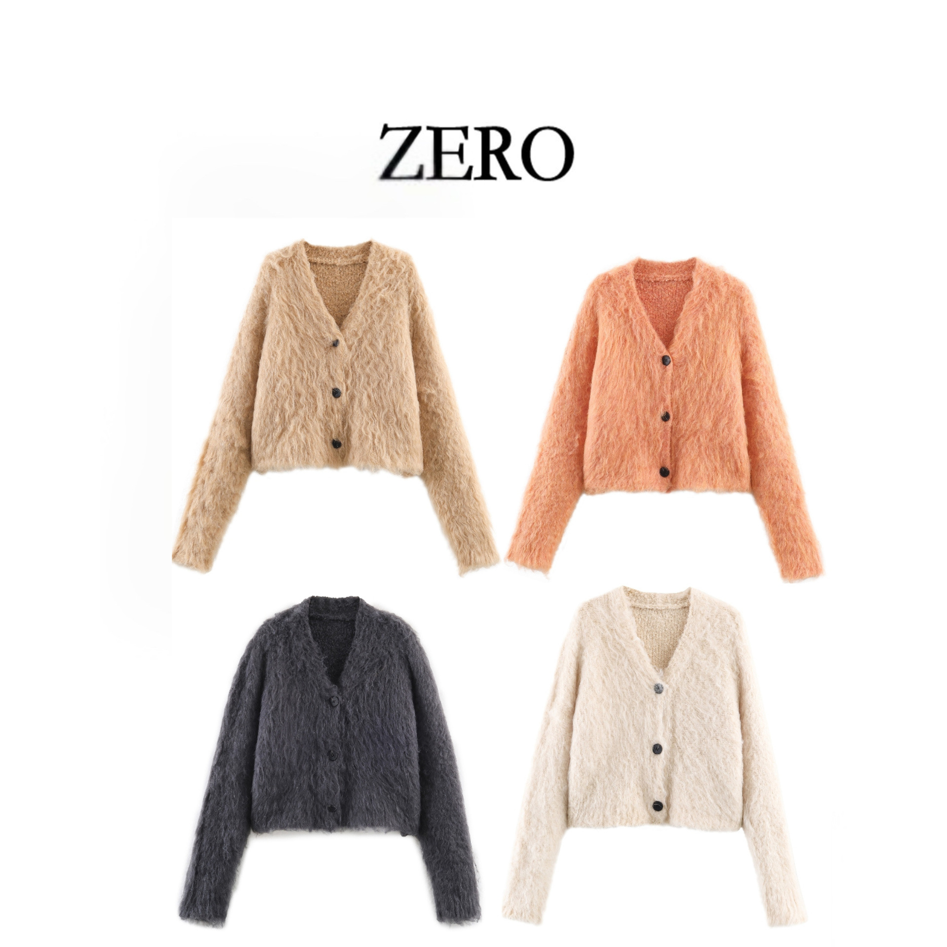 ZERO自制 欧美风 新款女装洋气百搭韩风慵懒长毛毛外套开衫毛衣