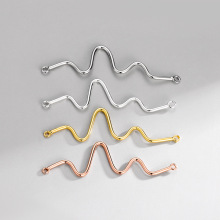 S925纯银几何银线心电图波浪形连接件DIY饰品配件镀K金项手链挂件