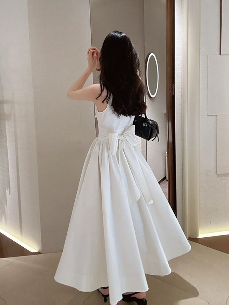Đầm maxi không tay cổ bẻ kiểu Pháp thiết kế hàng khuy đơn thanh lịch ZX N4094 — Cây sơn chi trắng chi tiết 4