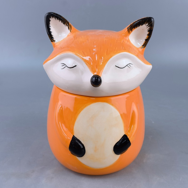 Taza de zorro de cerámica multifuncional transfronteriza Taza de modelado de panda Taza de leche de dibujos animados lindo Taza de agua de animales para mascotas lindas