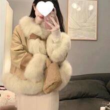 毛皮外套冬季斗篷新款皮毛一体小个子毛毛大衣新年战袍