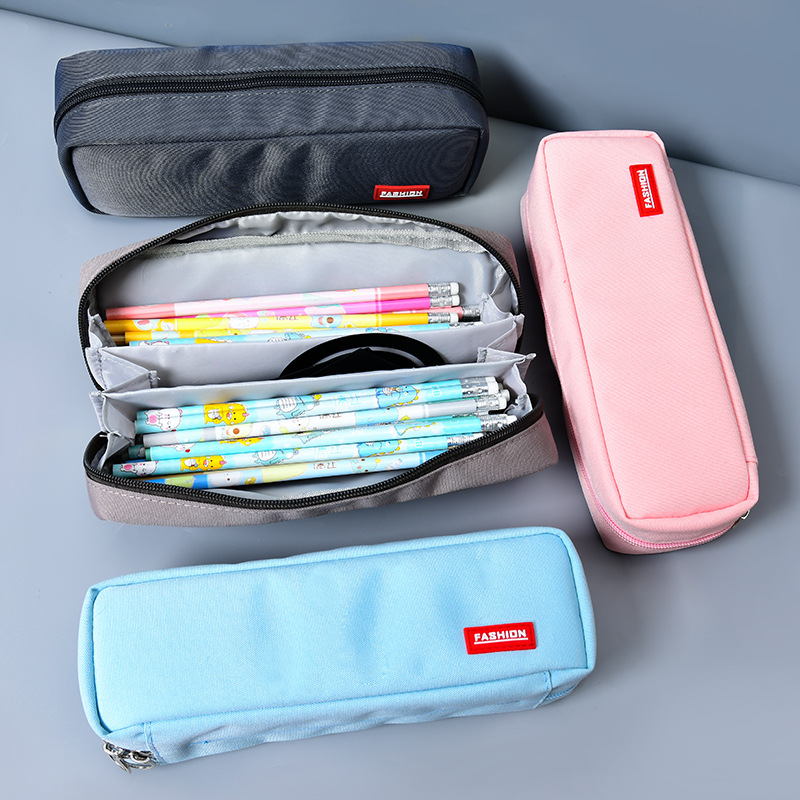 Estuche para lápices de gran capacidad para estudiantes de primaria, caja de papelería simple resistente a la suciedad, nuevo estuche para lápices con logotipo, bolsa de papelería al por mayor