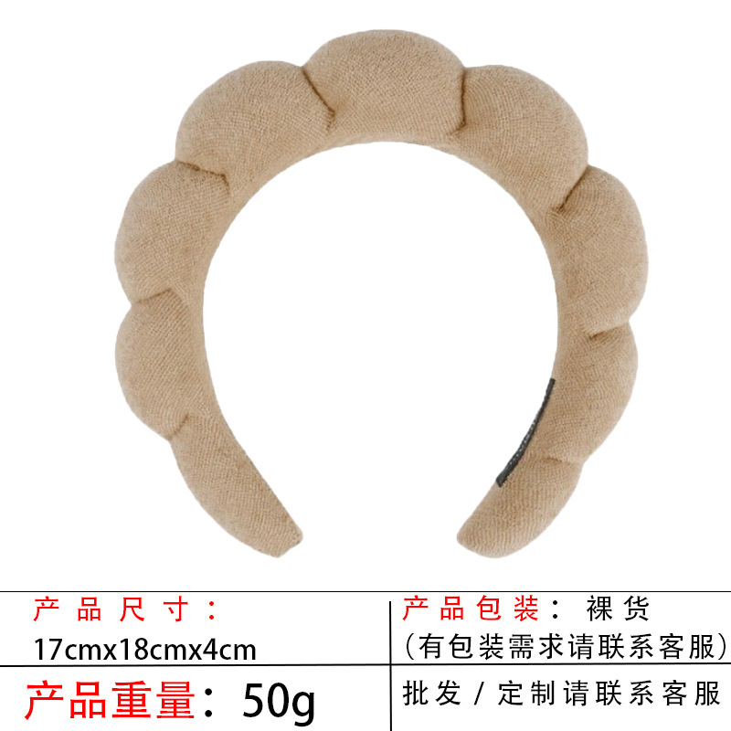 跨境海绵云朵发箍批发高颅顶高级感毛巾布麻花女士洗脸手腕带头箍|undefined