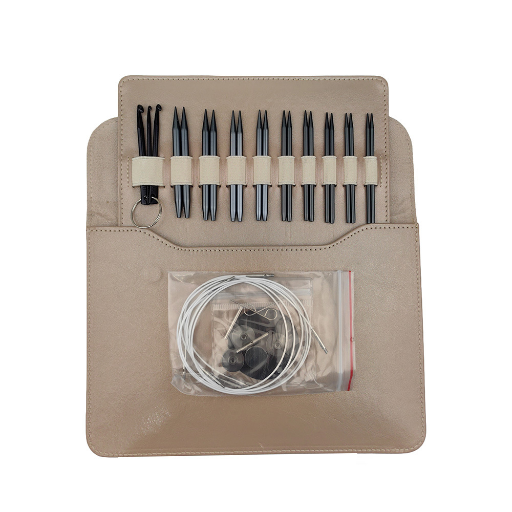 Herramienta de tejido Aguja de anillo desmontable de alúmina Juego de bolsa de tarjeta de aguja de circulación de color de pistola Aguja de anillo de cambio de cuerda de 8CM