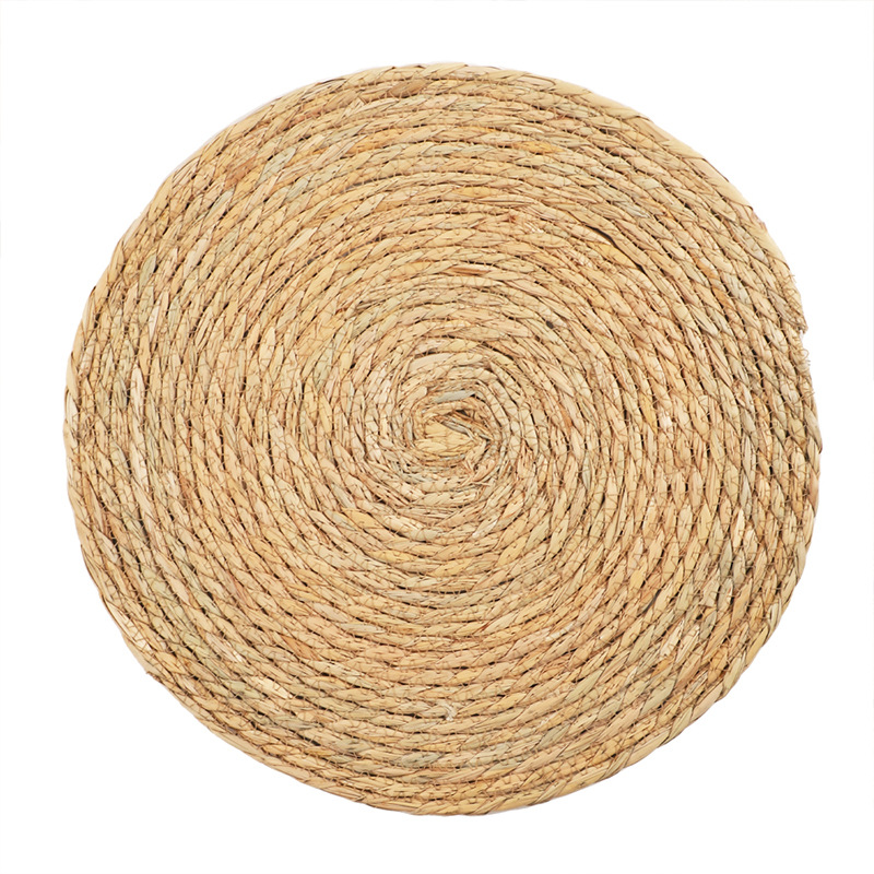 Temu venta caliente planta seda hierba tejido redondo aislamiento térmico alfombra de mesa alfombra de ambiente estudiantes mantel de olla