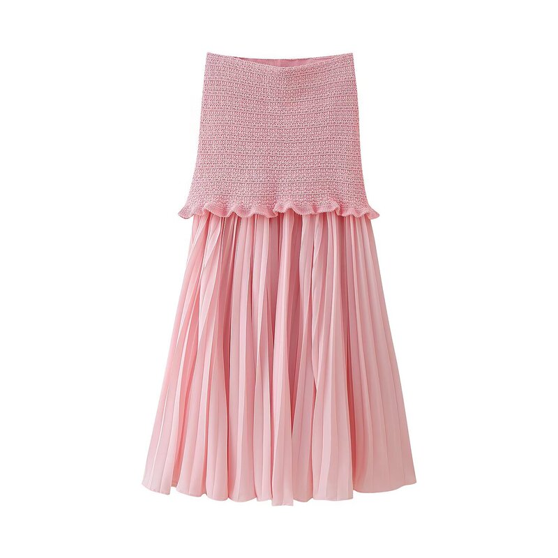クロスボーダー卸売ヨーロッパとアメリカのファッション婦人服 2025 夏の新弾性ニットチューブトップ半袖ファッションスカートスーツ|undefined