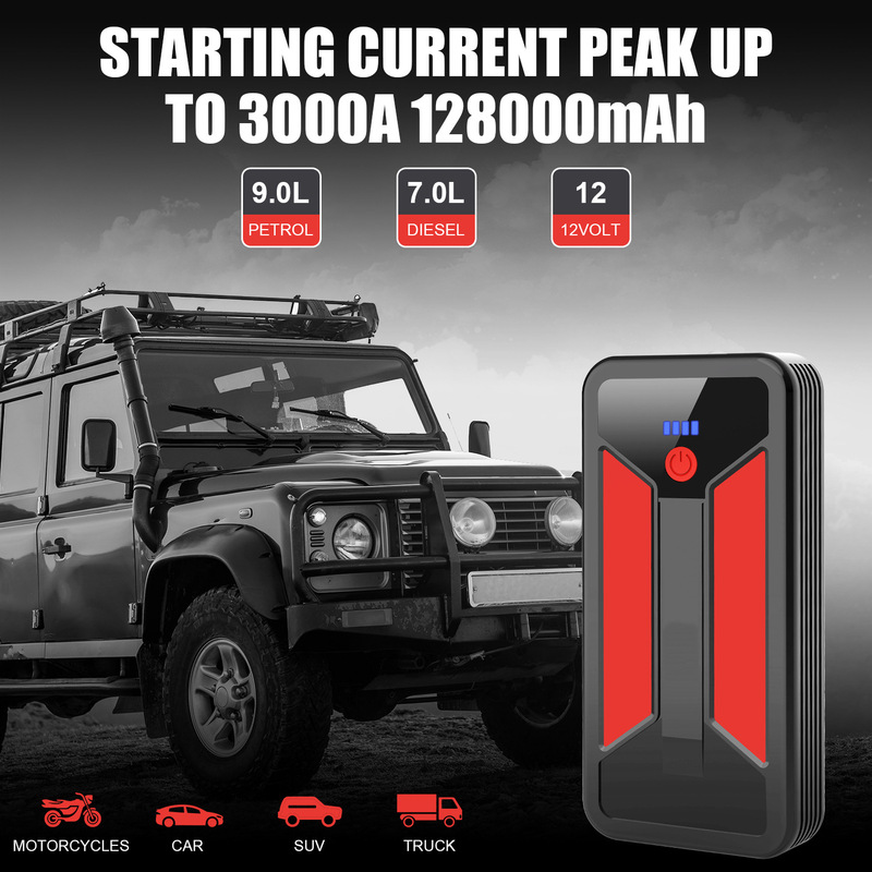 Car Jump Starter 12V Universal Large Capacity Car Battery Emergency Starter One-Touch Start Rescue Tool