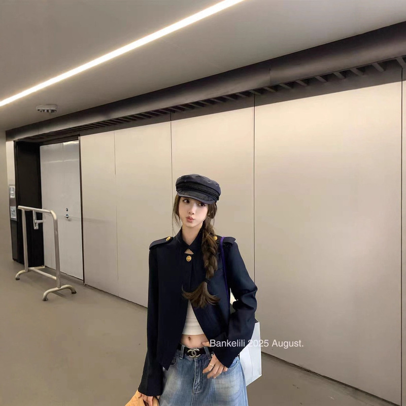 板栗可可Bankelili8.25/20点'睿智老钱'半开襟老钱短款立领外套女|undefined