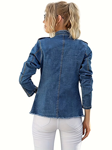 Retro Stretch Denim Long Sleeve Coat for Women