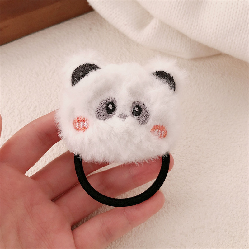 Anillo de pelo de peluche de dibujos animados osos lindos gatitos cuerda de cabello de niña universal de alta elasticidad atada cabeza de banda de goma adornos para el cabello