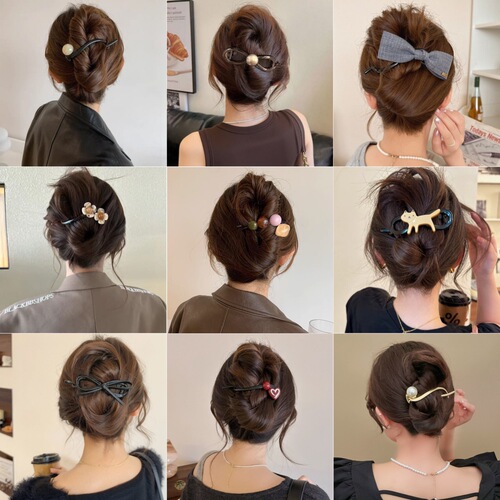Korean-style high-end sense, one twist, versatile, youthful, back of head bun hair clip, non-damaging hair accessory, hair ornament