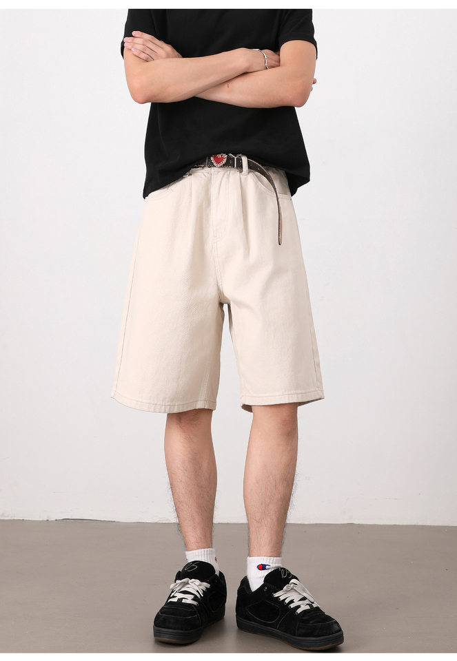 Quần short nam dáng rộng ống đứng, quần lửng phong cách Hàn Quốc, mặc hằng ngày — Màu be, Màu kaki, Màu nâu cà phê, Xanh Pháp Công chi tiết 28