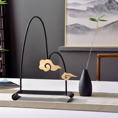 新中式樣板房客廳玄關金屬樹脂假山花器擺件酒店會所輕奢軟裝飾品