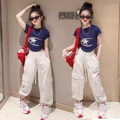 Girls overalls summer 2023 new children's summer white pants for girls and older children summer thin quick-drying trousers