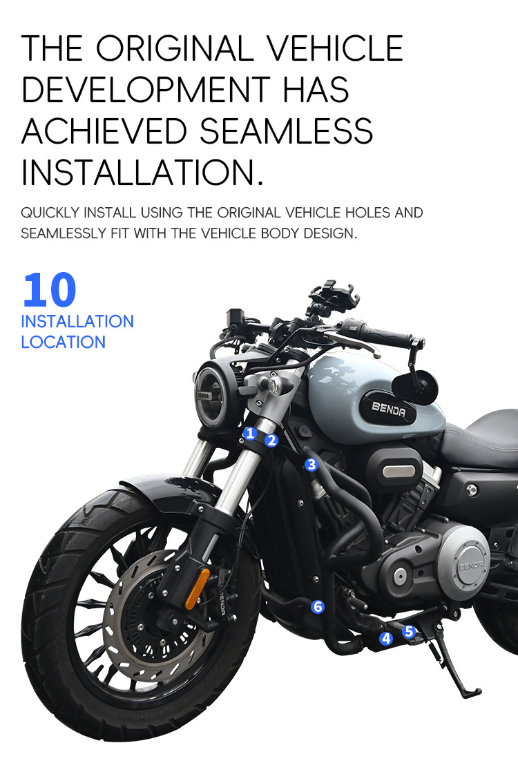 Suitable for Benda Chinchilla 300 crash bars, anti-fall bumpers, foldable backrest, rear rack side bag protection bars, modification