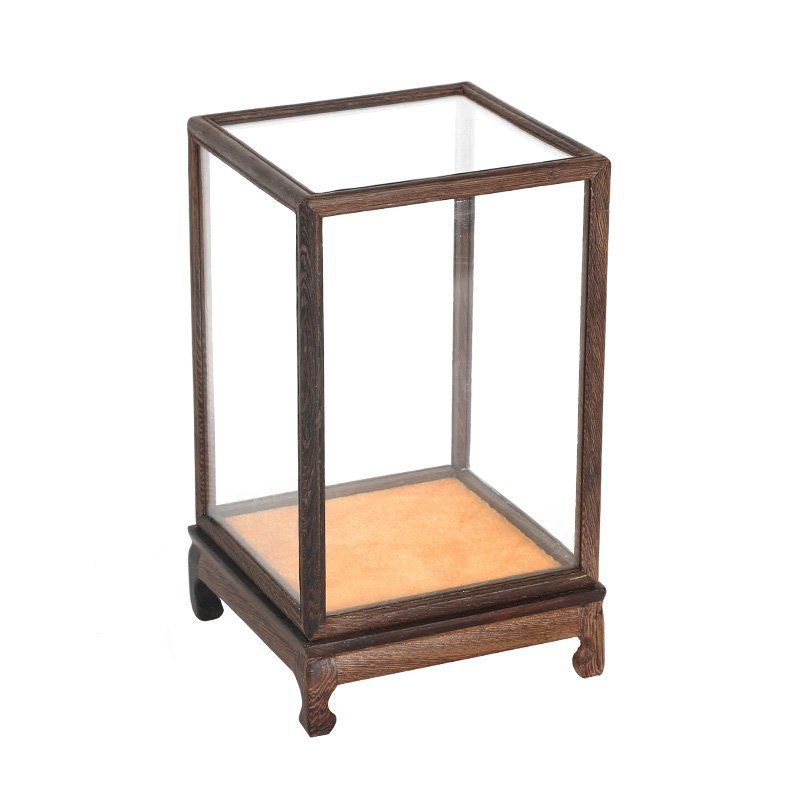 Glass cover wholesale Rosewood Bao cage Display box Arts and Crafts Buddha statue Wenwan Antique transparent dustproof Cover Decoration