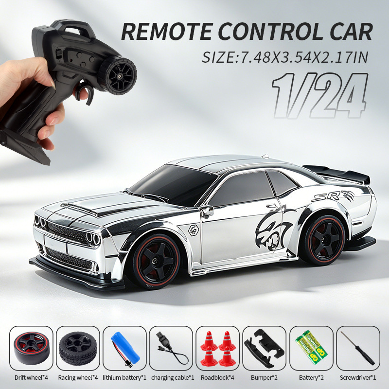Cross-border RC remote control Dodge Hellcat four-wheel drive drift racing car 1:24 toy car for children and boys with lights