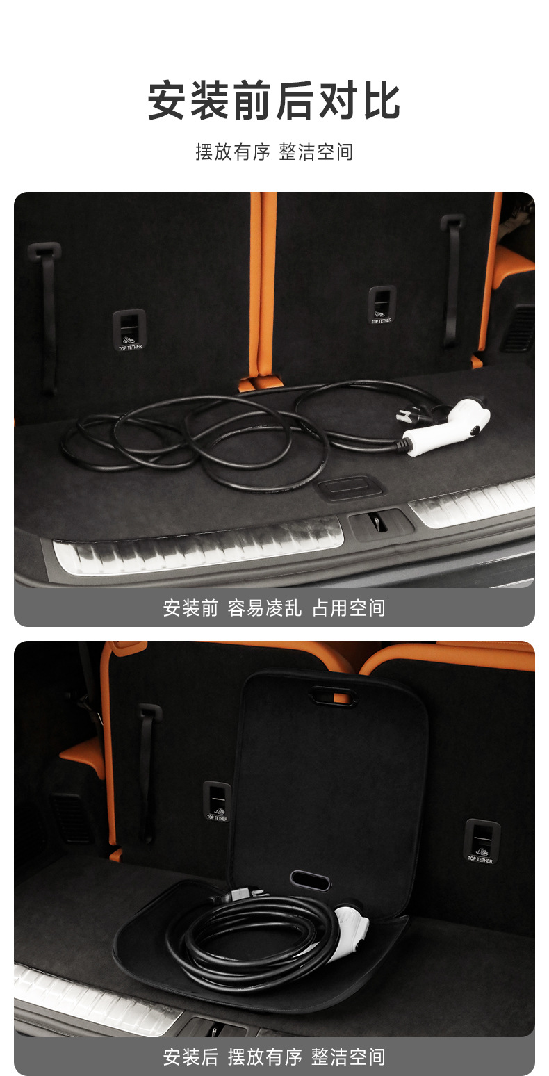 New Energy Vehicle Charging Gun Storage Bag Electric Vehicle Charging Storage Box Trunk Charging Cable Storage Bag