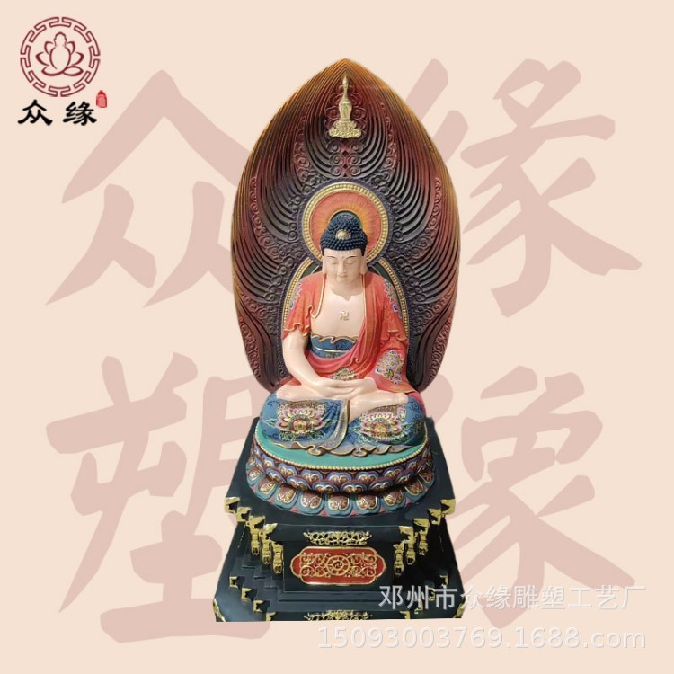 2米五方佛铜像 五方如来三宝佛树脂彩绘贴金佛像工艺摆件厂家