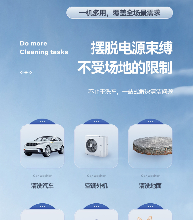 Wireless car washer high pressure water gun for car household portable lithium battery powerful booster rechargeable cleaning wholesale