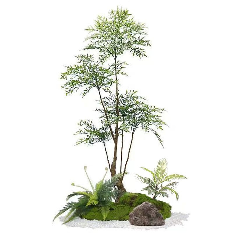 模擬南天竹造園緑植物屋内階段下景観植物床置き鉢植え窓偽木装飾品|undefined