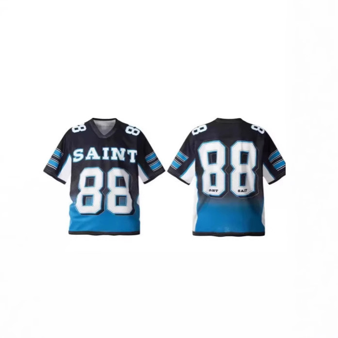 Saint Michael Retro American Fashion Dry Summer Mesh Short Comic Sports Men's and Women's T-Shirts Sports Casual Tops