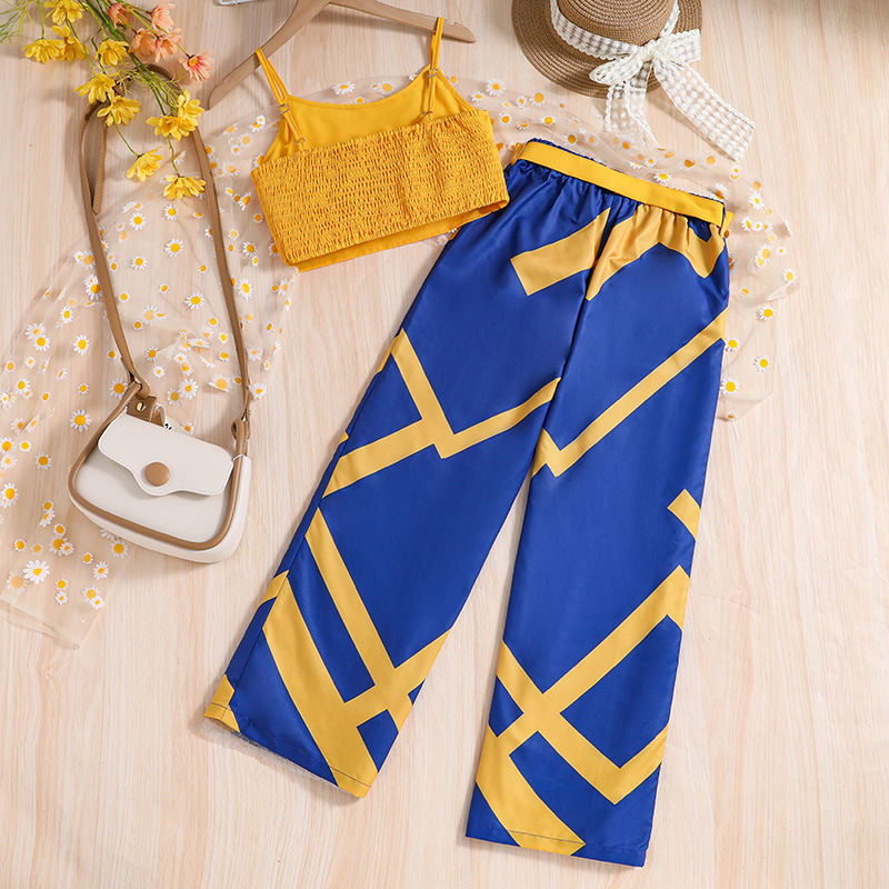 Summer New Children's Wear Sling Top Fashion Printed Pants Girl's Set_voghion.com