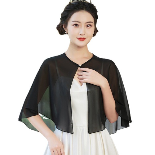 Cross-border new chiffon pearl shawl stylish fashion fine cool sunscreen thin versatile Japanese and Korean style