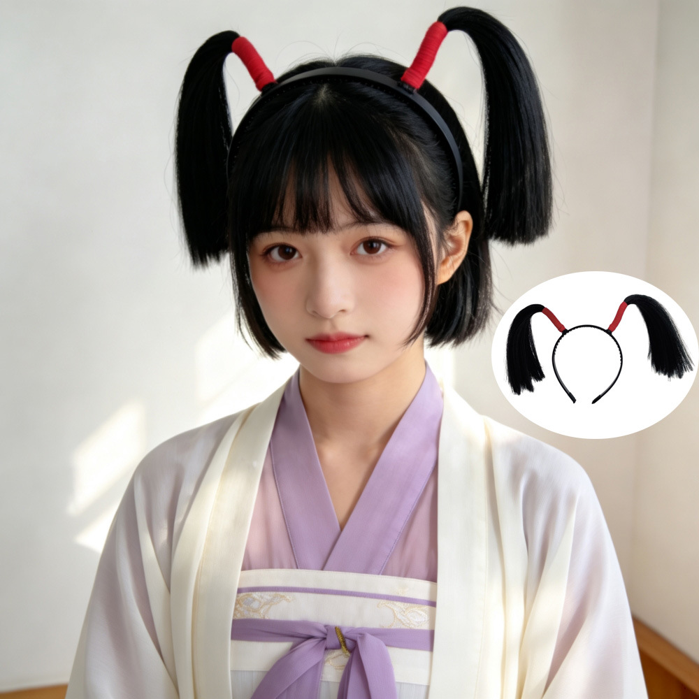 Cute and funny headband wig, hilarious double braids, hilarious groomsmen creative headwear, in stock for wholesale