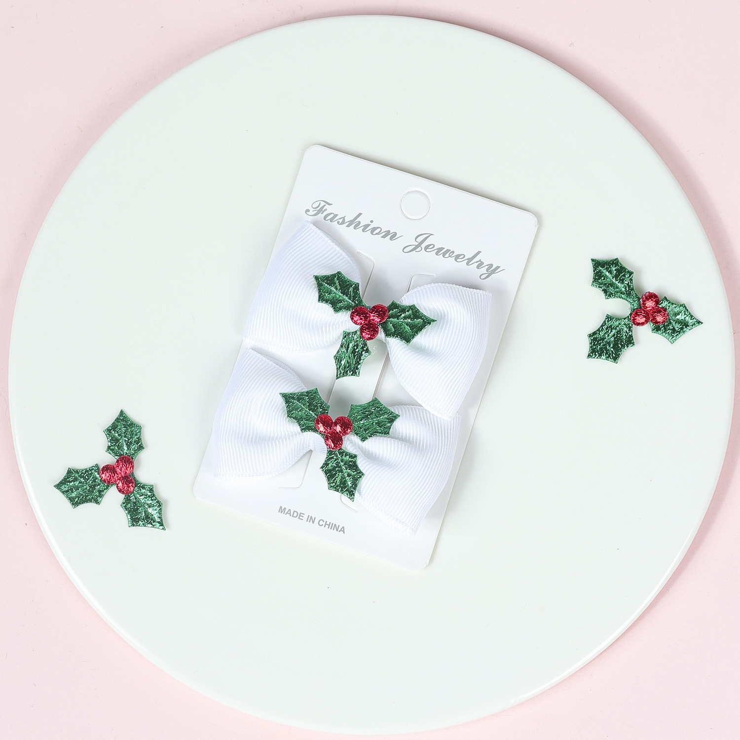 Christmas Festival Christmas Ethnic Style Kid'S Solid Color Bow Knot Hair Clip