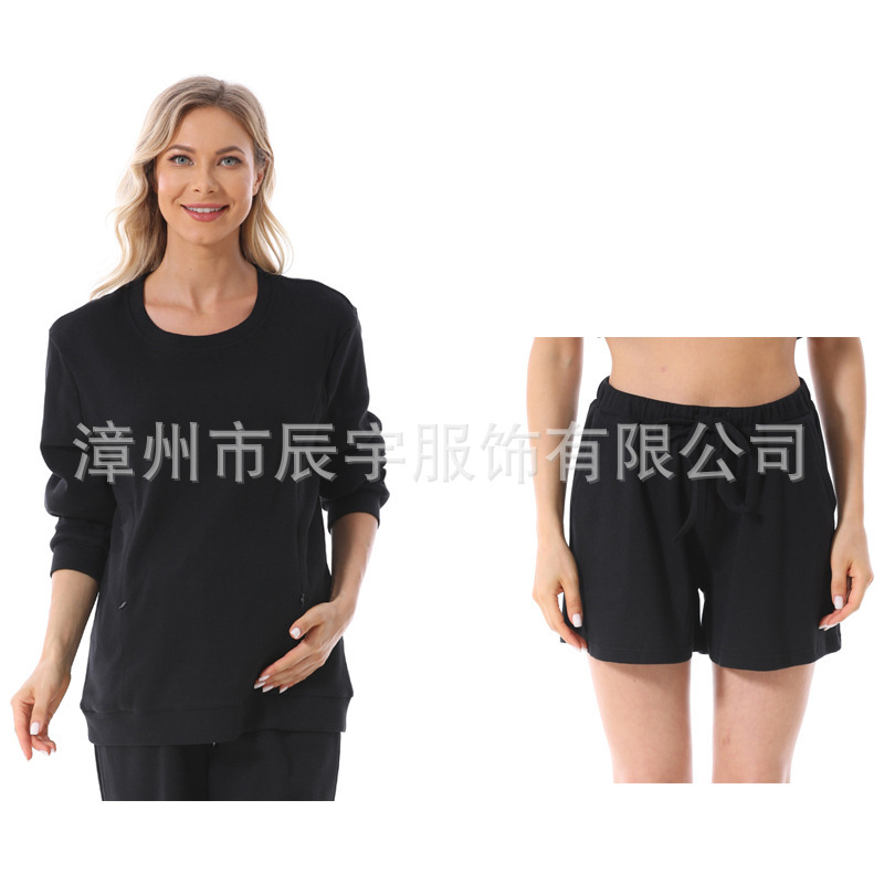 妊婦ファッション春秋服セットは2025気質の衛衣を着ています。|undefined