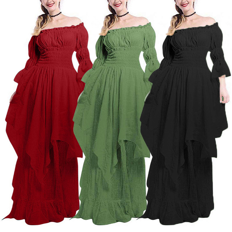 European and American Cross-border Lace Flare Sleeve dress Dress Vintage Gothic Dress cosplay Ball Princess Dress