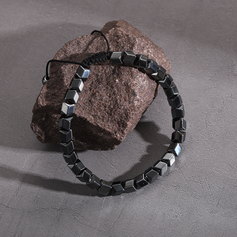 250g Weight Hematite Pendant Material Drawstring Bracelets Classification rope, Hematite Chain Material Beaded Chain, Woven Chain Chain Type Daily, Street Occasion black gallstone Material Geometric Pattern All Seasons Season Men's Gender Streetwear Style Streetwear Geometric Black Gallstone Men's Drawstring Bracelets Men Beaded Bracelets 6