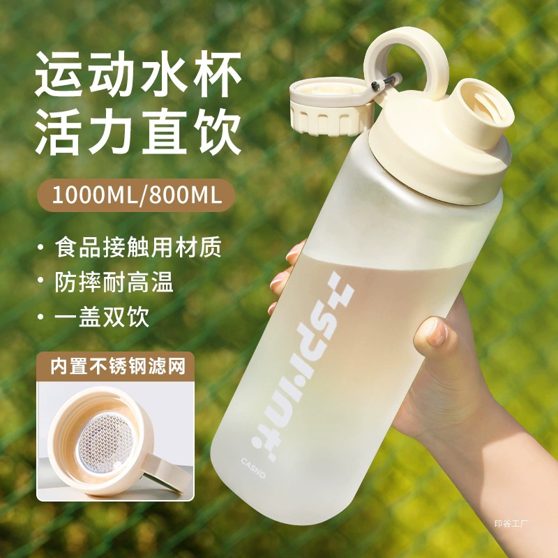 Чашка для воды для мальчиков, большая емкость, летняя защита от падения и высокая термостойкость, женская портативная пластиковая новая спортивная чашка 2025 года с сепаратором для чая