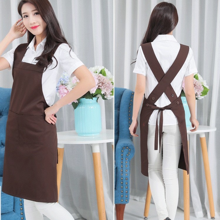 Delantal de publicidad correa cruzada algodón catering delantal camarero chef ropa de trabajo hogar cocina delantal al por mayor