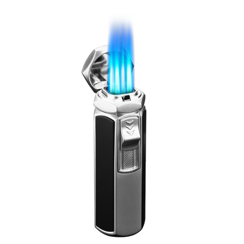HL1003 powerful four-fire direct blue flame inflatable lighter men's metal cigar windproof gas lighter