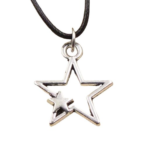 Elegant Retro European and American Five-Pointed Star Shape Necklace, Light Luxury Personal Style Fashion Alloy Star Pendant Black Cord Accessory Necklace