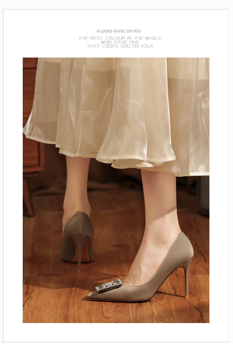 9888D-085 Stiletto Spitzschuh Strass Pendler Berufsschuhe Klassisch Vielseitig Täglich High Heels Elegant Schlicht_voghion.com