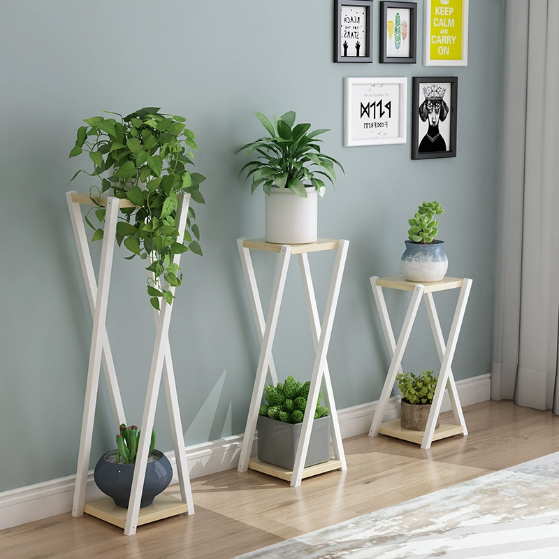 Стальная деревянная цветочная подставка для гостиной Многослойный напоенный стиль простой современный балкон крытая зеленая лотосная подставка для подвесной корзины для цветочных горшков