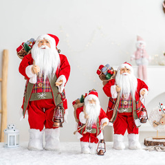 クリスマスの装飾の新型のサンタクロースの人形の立ち姿のぬいぐるみの置物のショーウインドーの家庭の新年の装飾品