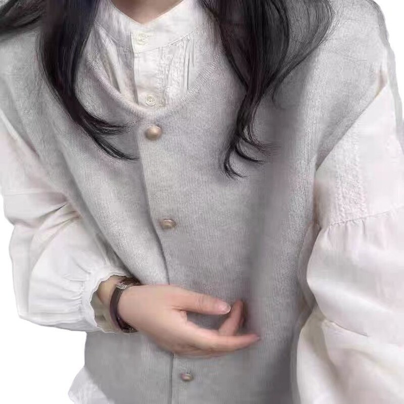 学院风单排扣小金扣子气质百搭针织马甲背心女叠穿内搭无袖上衣女|undefined