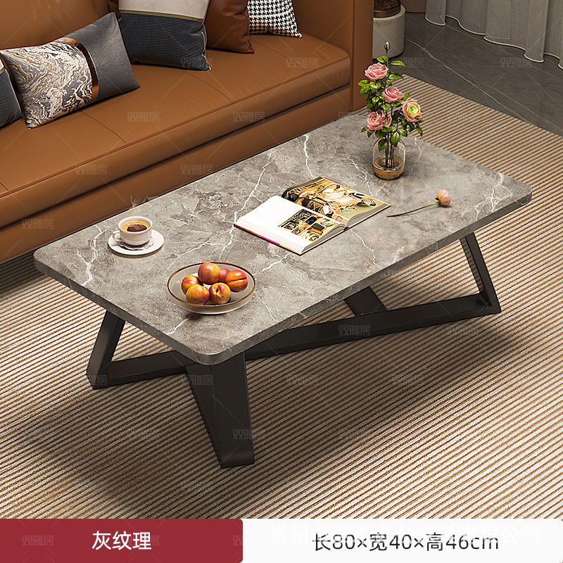 [업그레이드된 원목 코어] 대리석 그레이 + 블랙 프레임 80*40*46cm