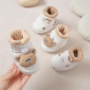Autumn and winter anti-drop soft bottom baby cloth shoes fleece-lined padded baby shoes baby cloth front shoes 0-12-18 months