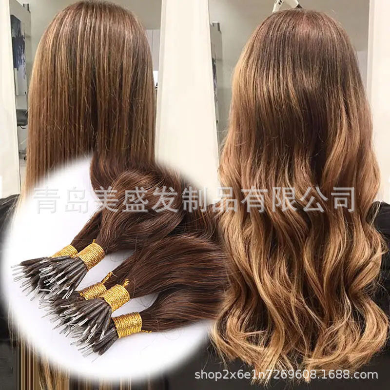 European and American women's nano hair wig human hair hair extension iron ring human hair wave real human hair extension