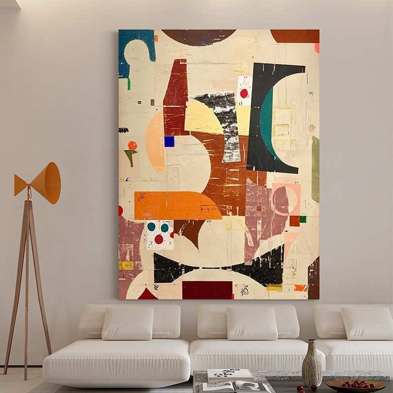 Abstract Painting Art Sofa Background Wall Atmospheric Hanging Painting Living Room Decorative Painting Floor Large Entrance Niche Mural