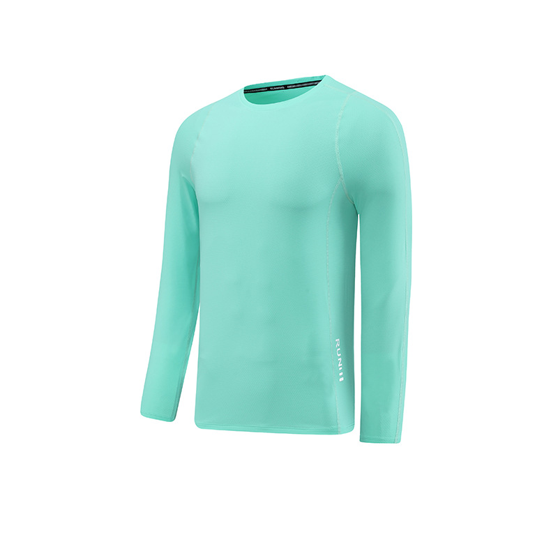 Camiseta Deportiva Elástica de Cuello Redondo, Estilo Europeo y Americano, Delgada, de Secado Rápido, de Manga Larga para Hombre, para Correr, Fitness, Baloncesto y Entrenamiento